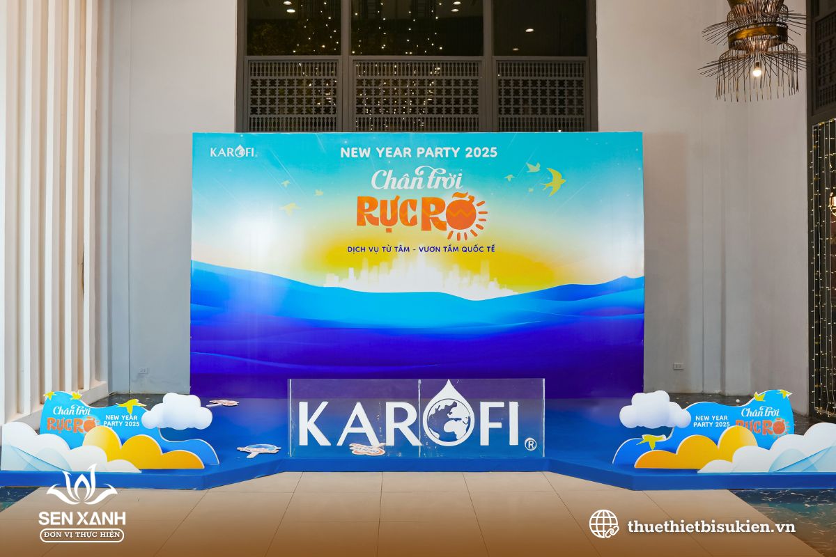 Backdrop do Sen Xanh thi công