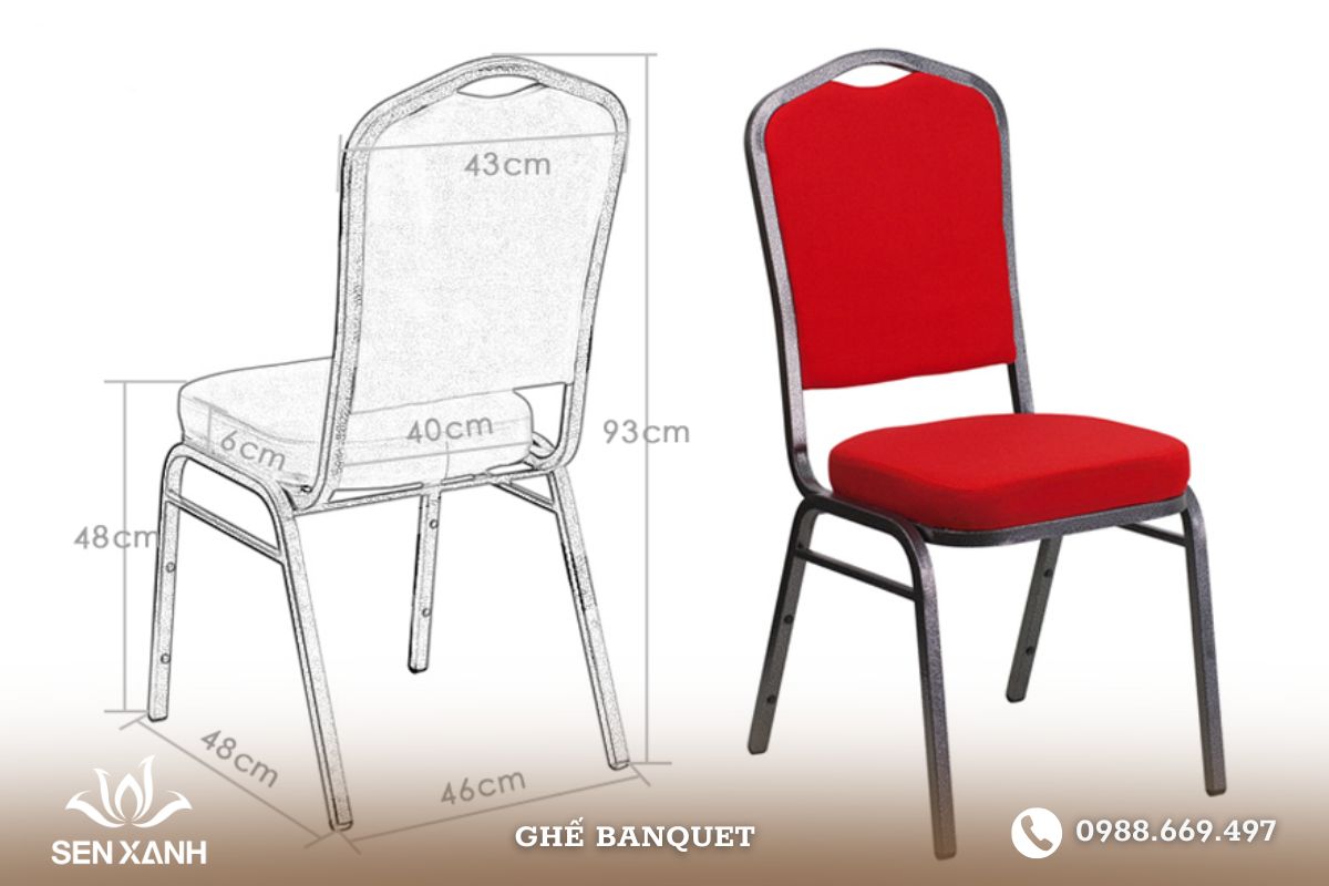 Ghế banquet có kích thước nhỏ nhẹ dễ di chuyển