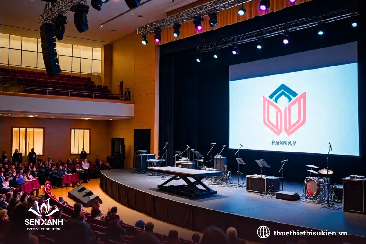 Sân khấu với hệ thống nâng thủy lực Sân khấu với hệ thống nâng thủy lực