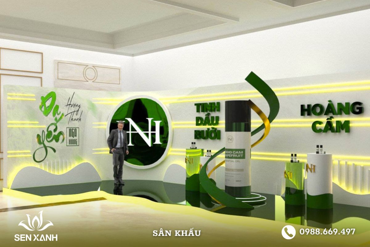Sân khấu với các mô hình biểu tượng cỡ lớn